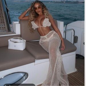 Crochet Rosette 2 Piece Swimsuit - Cream